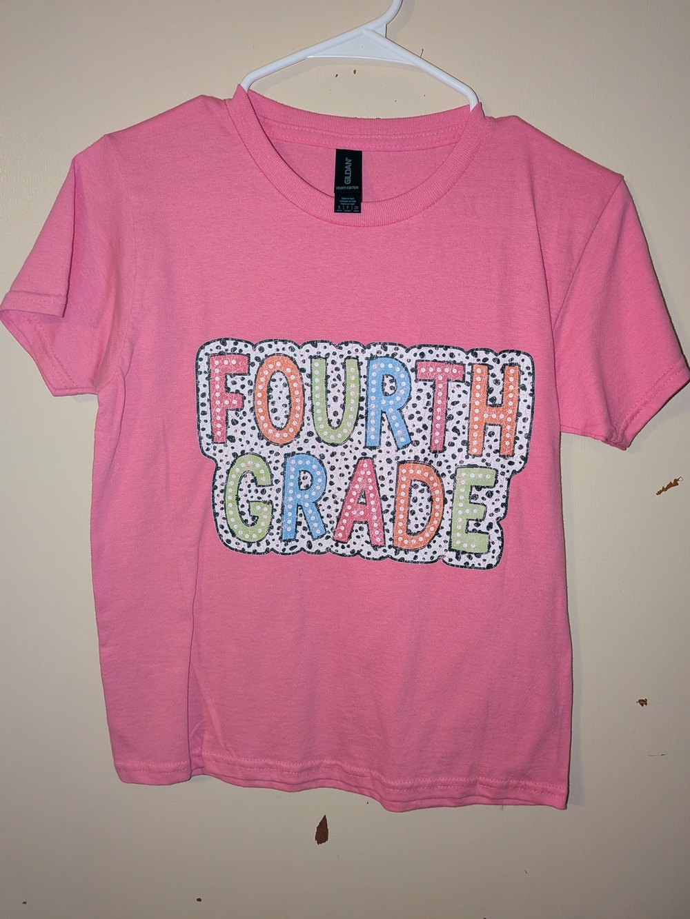 Gildan Pink Short Sleeve 'Fourth Grade' Graphic Tee